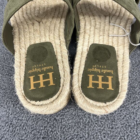 Haute Hippie Sandals Womens 6.5 Green genuine suede espadrille slip‎ on straps main image 2